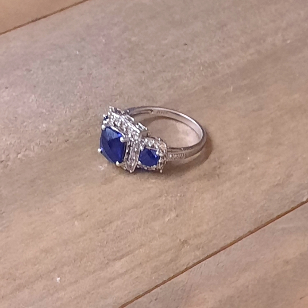 Vintage Ross-Simons Blue Sapphire Halo Ring In Sterling Silver. Size 7. - Picture 5 of 11